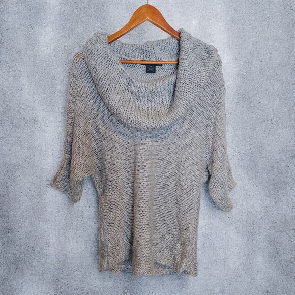 2010s Calvin Klein Chunky Knit Wool Blend Off-Shoulder Slouchy Cozy Sweater L - Picture 4 of 8